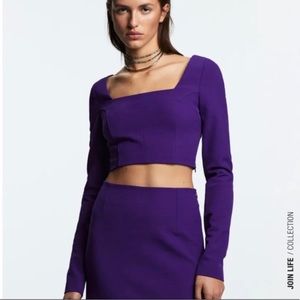 NEW! ZARA Join Life Purple Long Sleeve Crop Top